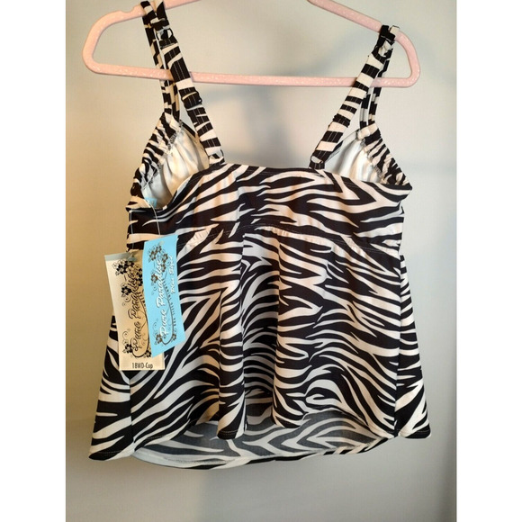 Pure Paradise Bra Sized Zebra Print Twisted Tankini Swimsuit Top 18WD-Cup - Plus - Picture 3 of 4